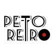 Logo PetoRetro, escrito con fuente vintage y la ultima o es un vinilo.